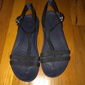 Navy blue crocs sandals